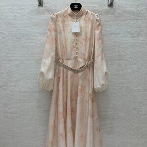 Zimmermann Floral Long Sleeve Midi Dress with Belt